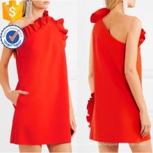 Heißer Verkauf rot One-Shoulder Rüschen ärmellos Mini Sommerkleid Herstellung Großhandel Mode Frauen Bekleidung (TA0298D)